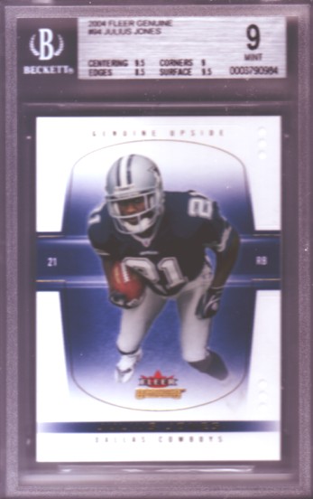 2004 Fleer Genuine #94 Julius Jones RC ROOKIE #251/500 BGS-9.0 MINT Dallas Cowboys