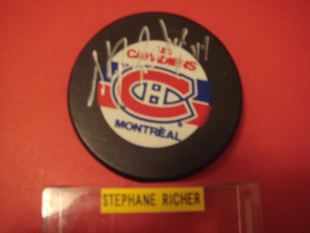 Stephane Richer Autographed Montreal Canadiens puck With COA