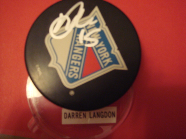 Darren Langdon Autographed New York Rangers Puck With COA