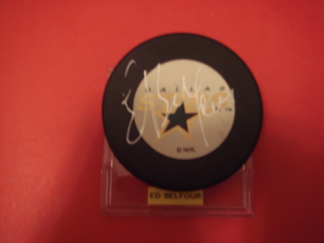 Ed Belfour Autographed Dallas Stars Puck With COA