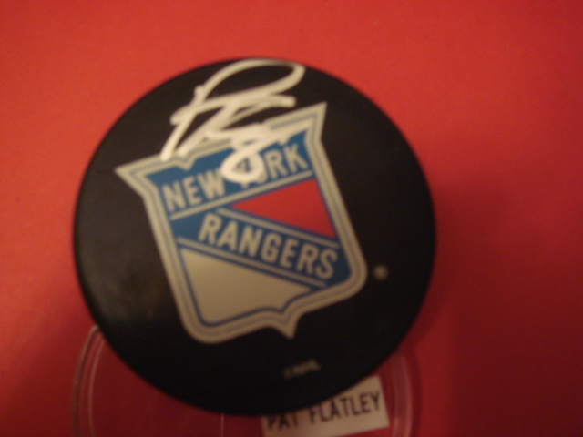Pat Flatley Autographed new York Rangers Puck with COA