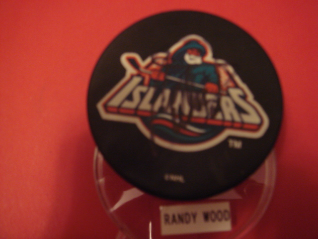 Randy Wood Autographed New york Islanders Fishermans Puck with COA