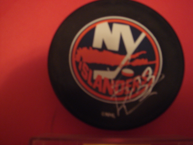 Ken Belanger  Autographed New York Islander Puck With COA