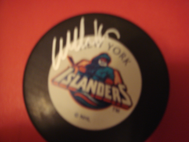 Wendell Clark Autographed New York Islanders Fisherman Puck With COA