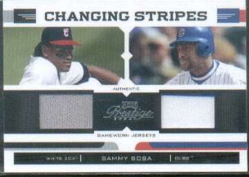 2004 Playoff Prestige Changing Stripes Dual Jersey #25 Sammy Sosa Sox-Cubs