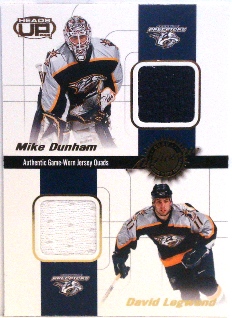 2001-02 Pacific Heads Up Quad Jerseys #13 Mike Dunham/David Legwnd/Tom Fitzgerald/Scott Walker