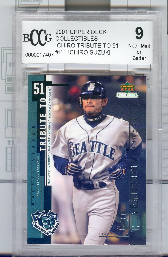 2001 Upper Deck #11  Ichiro Suzuki  Rookie - Tribute to 51   Graded BCCG Grade 9  Near Mint or Bettter  $25.00
