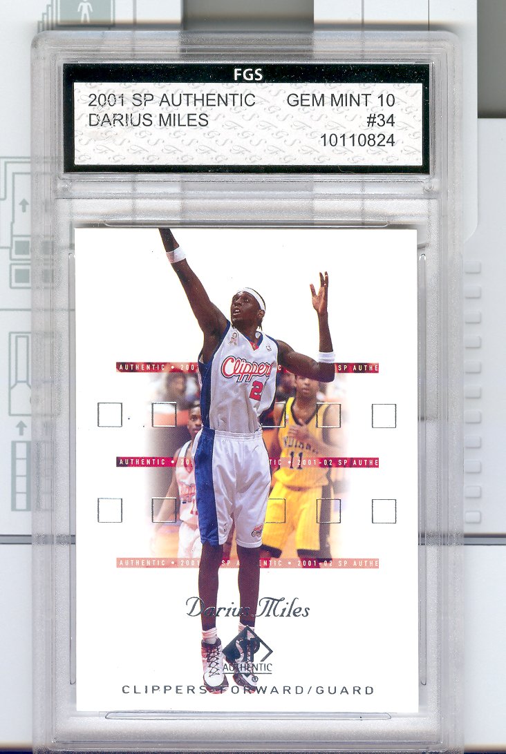 2001  SP AUTHENTIC   #34 Darius Miles   Graded FGS GEM MINT  10   $30.00