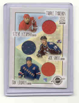 2001-02 Crown Royale Triple Threads #11 Steve Yzerman/Joe Sakic/Eric Lindros