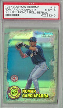 1997 Bowman Chrome Baseball #15 Nomar Garciaparra Scout's Honor Roll Refractor PSA Mint 9 AWESOME!!