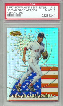 1997 Bowman's Best Baseball #11R Nomar Garciaparra International Refractor PSA Mint 9 BEAUTIFUL!!