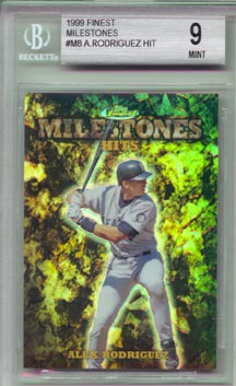 1999 Topps Finest Baseball #M8 Alex Rodriguez Finest Milestones #1672/3000 BGS MINT 9 LIMITED!