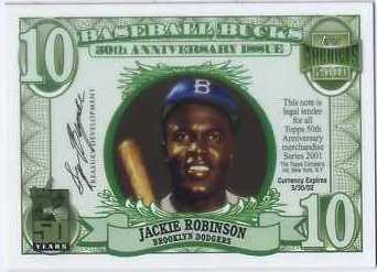 2001 Topps Archives Bucks #TB3 Jackie Robinson $10