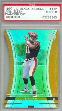 1999 Upper Deck Black Diamond Football #112 AKILI SMITH ROOKIE Diamond Cut BENGALS PSA MINT 9 NICE!