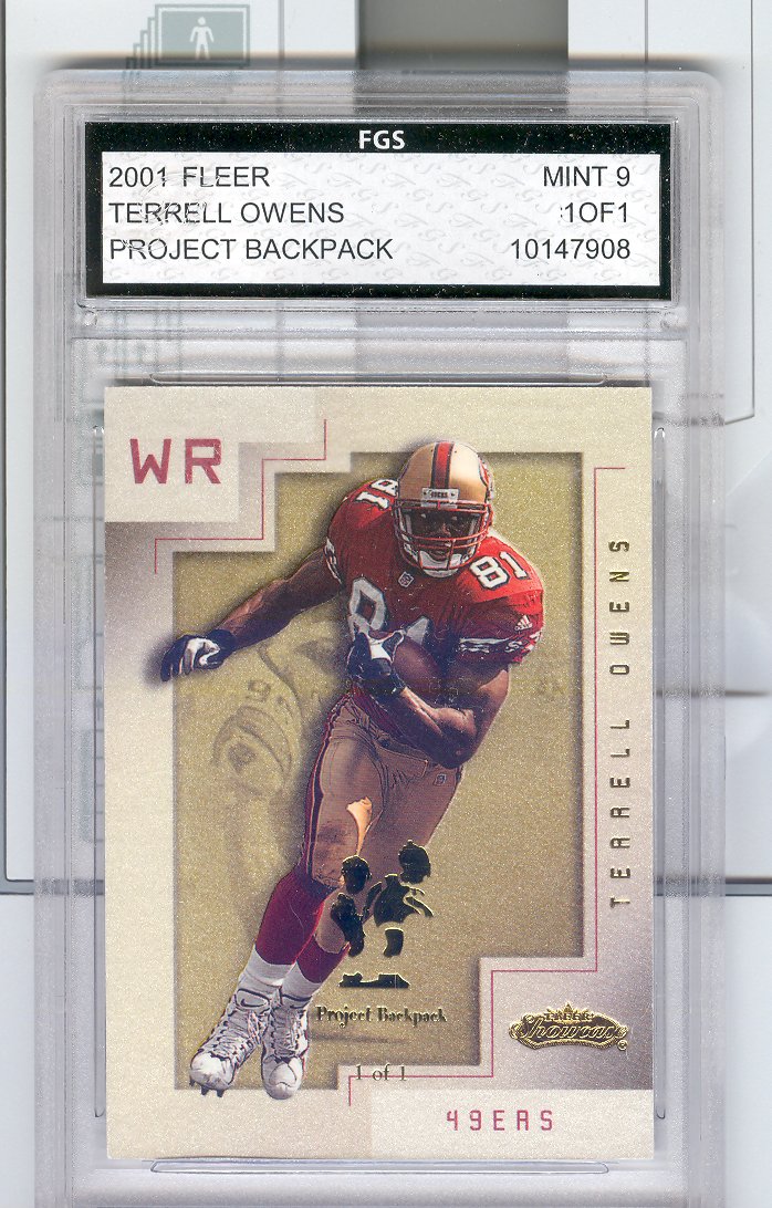 2001  Fleer Showcase #17   Terrell Owens   Chicago Collection  Project Backpack   FGS Graded Mint 9