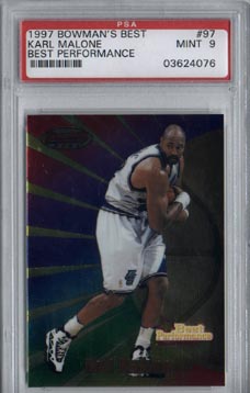 1997/98 Bowman's Best Basketball #97 Karl Malone Best Performance Mint PSA 9 NICE!!