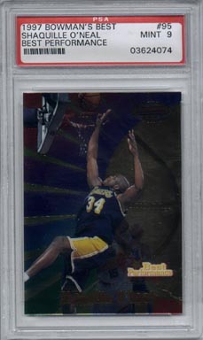 1997/98 Bowman's Best Basketball #95 Shaquille O'Neal Best Performance Mint PSA 9 BEAUTIFUL!!