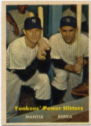 1957 Topps #407 Yankees Power Hitters/Mickey Mantle/Yogi Berra
