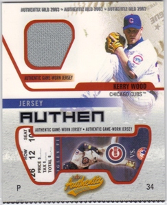 2003 Fleer Authentix Game Jersey #KW Kerry Wood