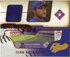 2002 Fleer Authentix Jersey AuthenTIX #JAIR Ivan Rodriguez