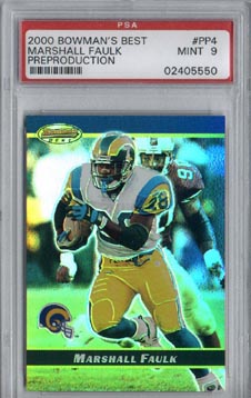 2000 Bowman's Best Football #PP4 Marshall Faulk Preproduction Promo Mint PSA 9 RAMS NICE!!!