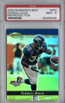 2000 Bowman's Best Football #PP3 Terrell Davis Preproduction Promo Mint PSA 9 Denver BRONCOS NICE!!