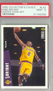 1996/97 KOBE BRYANT Collector's Choice Basketball #LA2 Laker's Team ROOKIE PSA MINT 9 NICE!!