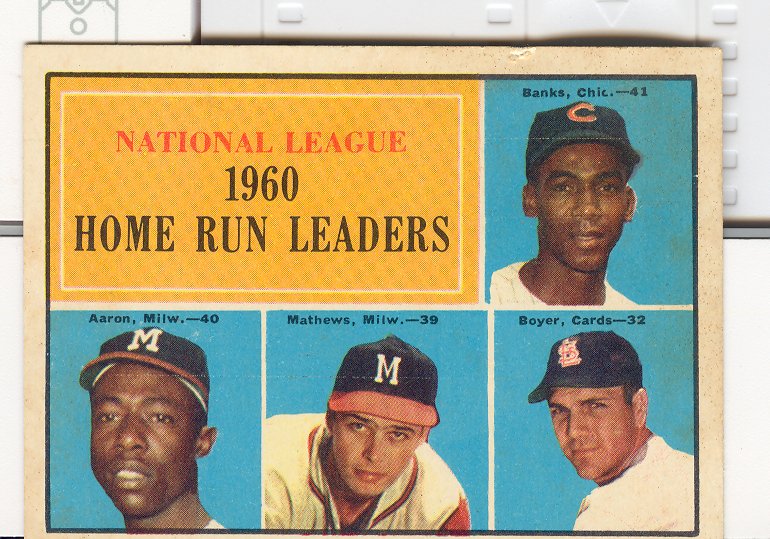 1961 Topps #43 NL Home Run Leaders/Ernie Banks/Hank Aaron/Ed Mathews/Ken Boyer