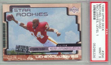 1999 Upper Deck Football #256 Michael Cloud Star ROOKIE Level 1 #005/100 Exclusives PSA  MINT 9 RARE!
