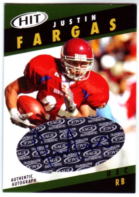 2003 SAGE HIT Autographs Emerald #A25 Justin Fargas