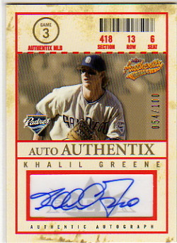 2005 Fleer Authentix Auto General Admission #KG Khalil Greene