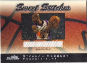 2003-04 Fleer Showcase Sweet Stitch Game-Used #8 Stephon Marbury