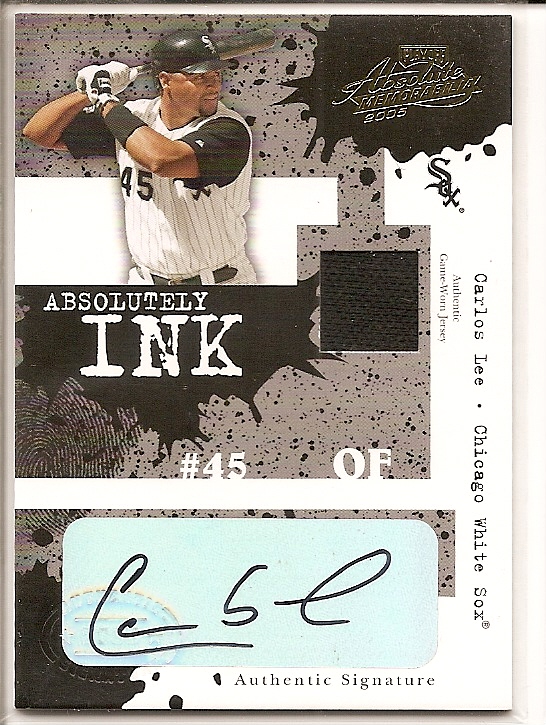 2005 Absolute Memorabilia Absolutely Ink Swatch Single #45 Carlos Lee Jsy/50