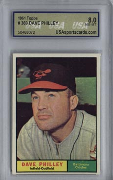 1961 Topps Baseball #369 Dave Philley Baltimore Orioles NM - MT USA 8.0 (USA# 50468072) NICE!!