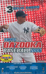 2006 Topps Bazooka Baseball Cards Box  (3 Relic Cards + Hobby Exclusive Mickey Mantle Over-Sized Card per box)