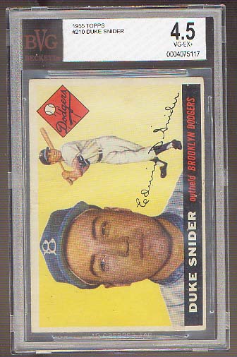 1955 Topps #210 Duke Snider BVG 4.5 Vg-Ex+