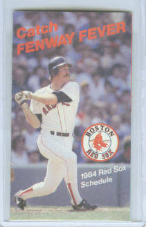 1984 Boston Red Sox Pocket Schedule ~ Wade Boggs