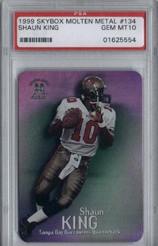 1999 Skybox Molten Metal Football #134 Shaun King Rookie PSA Gem Mint 10 Buccanneers