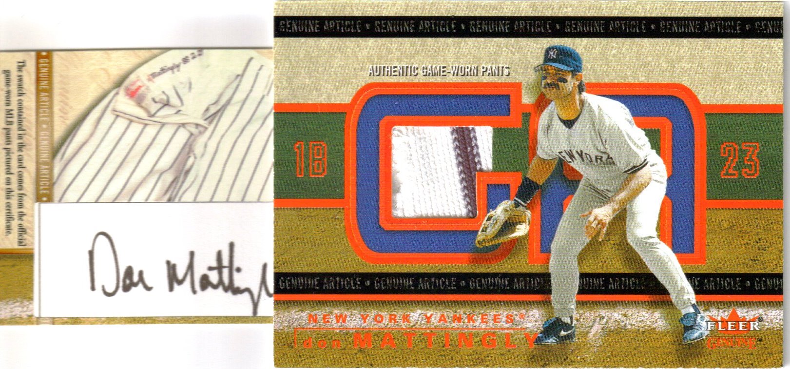 2003 Fleer Genuine Article Insider Game Jersey Autographs VIP Red #GADM Don Mattingly Pants