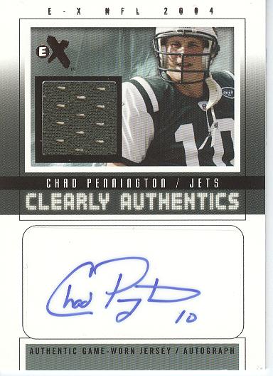 2004 E-X Clearly Authentics Jersey Autographs #CP2A Chad Pennington/80