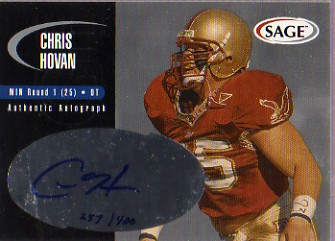 2000 SAGE Autographs Silver #A19 Chris Hovan/400