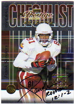2000 Playoff Prestige Team Checklist #CL63 Frank Sanders AU