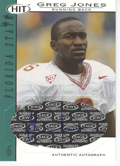 2004 SAGE HIT Autographs Emerald #A6 Greg Jones