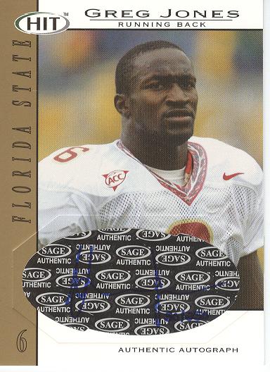 2004 SAGE HIT Autographs Gold #A6 Greg Jones