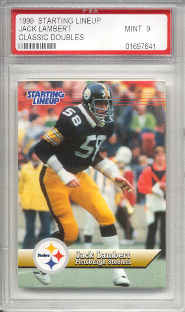 1999 Hasbro Starting Line-up Classic Doubles Jack Lambert Card (Graded PSA 9 - MINT) 