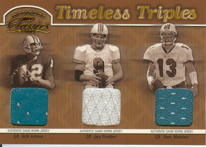 2003 Donruss Classics Timeless Triples Jerseys #TT5 Dan Marino/Bob Griese/Jay Fiedler/100