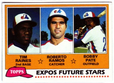 1981 Topps #479 Tim Raines RC/Roberto Ramos RC/Bobby Pate RC