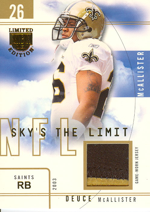 2003 SkyBox LE Sky's the Limit Jerseys Gold Proofs #SLDM Deuce McAllister