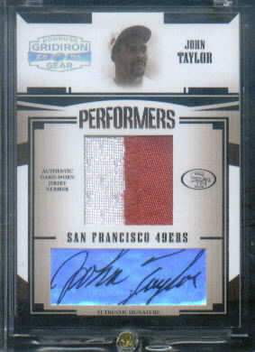 2005 Donruss Gridiron Gear Performers Jerseys Numbers Autographs #27 John Taylor/12