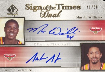 2005-06 SP Authentic Sign of the Times Dual #WS Marvin Williams/Salim Stoudamire